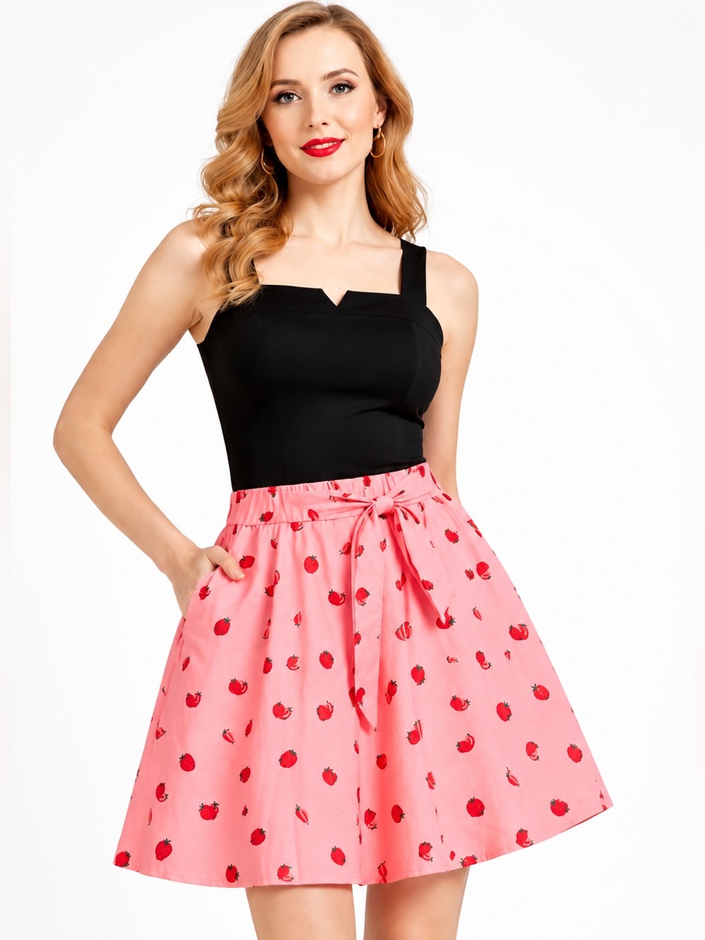 Belle Poque Strawberry‎ Print Skort Pink Coquette Cottagecore Barbiecore S